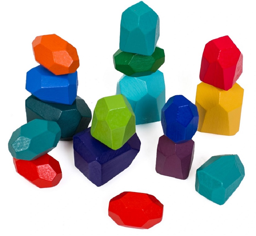 TULIMI Dřevěná barevná věz, Kameny - 16ks