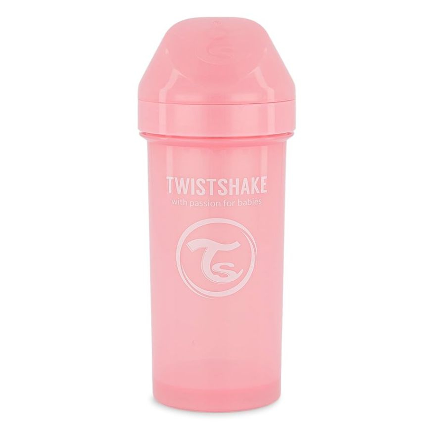 TWISTSHAKE Lahev netekoucí + pítko 12+ měsíců růžová 360 ml