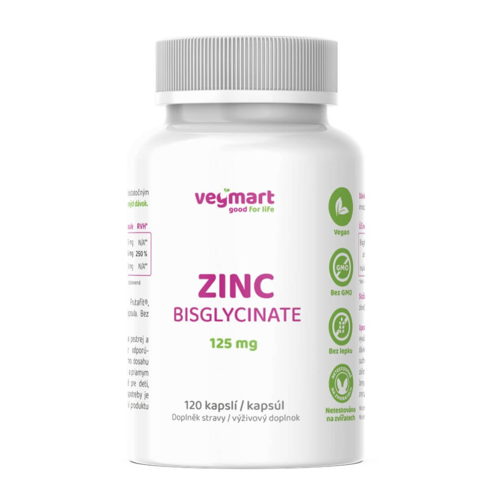Vegmart Zinc Bisglycinate 125 mg 120 kapslí