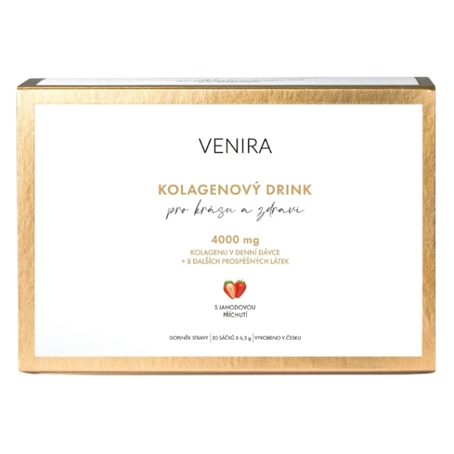 VENIRA Kolagenový drink pro vlasy, nehty a pleť jahoda 30 sáčků