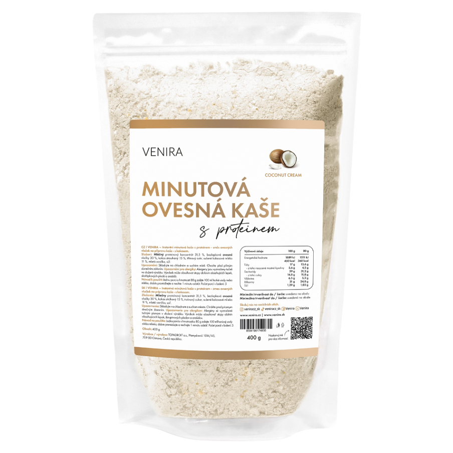 VENIRA minutová ovesná kaše s proteinem coconut cream 400 g