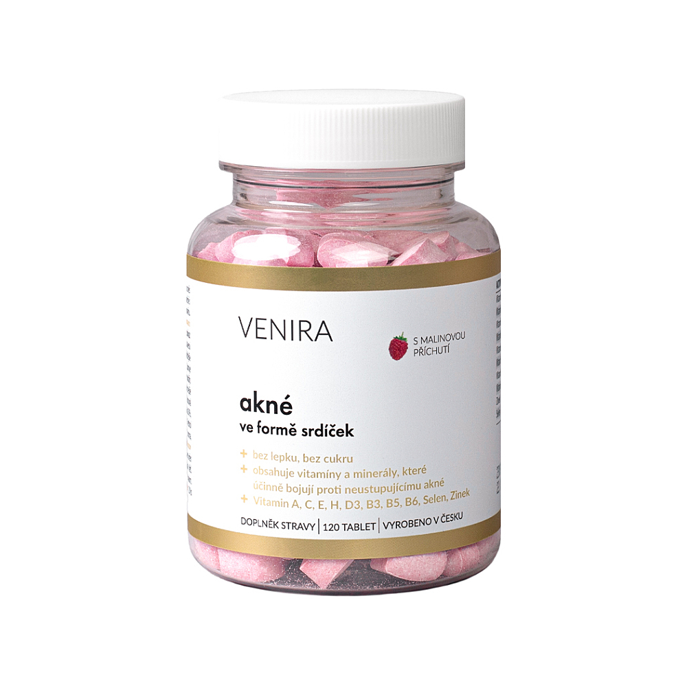 VENIRA Srdíčka pro péči o pleť malina 120 kusů