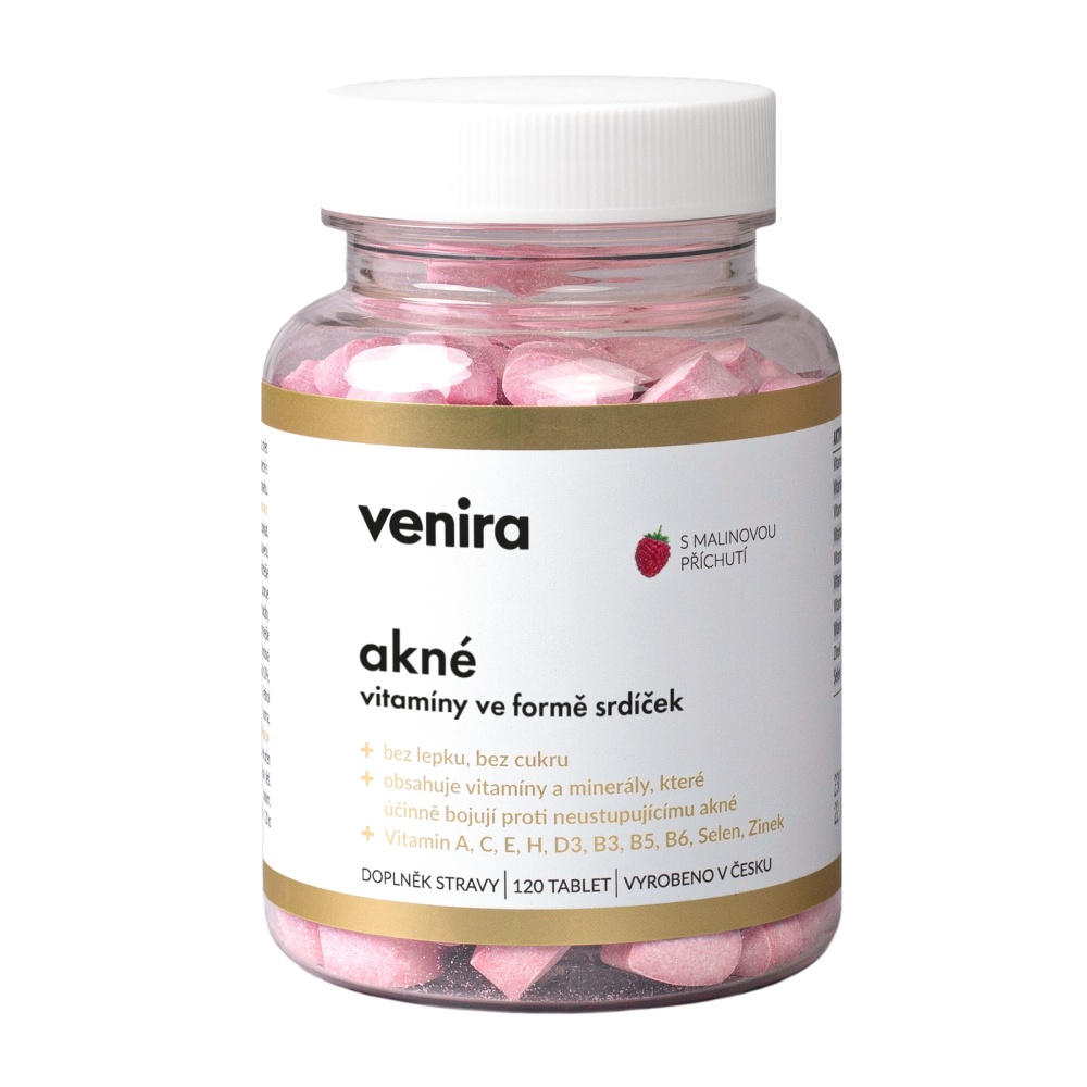 Venira srdíčka pro péči o problematickou pleť 120 tablet malina