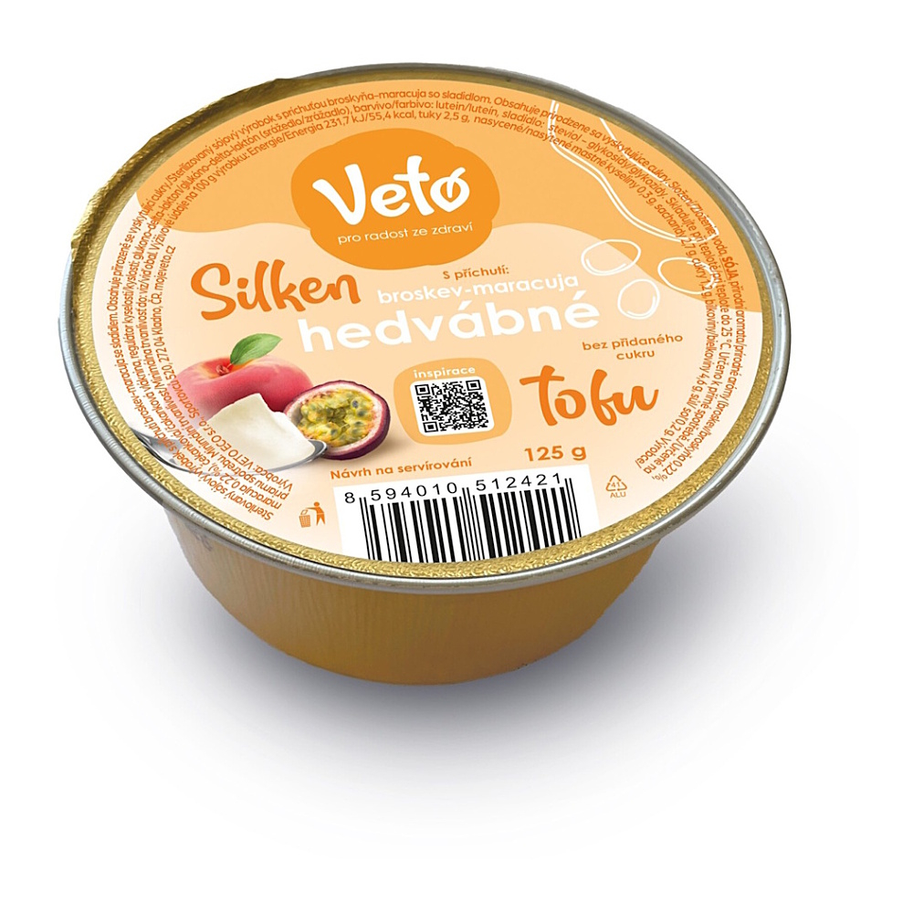 VETO Tofu hedvábné s příchutí broskev a maracuja 125 g