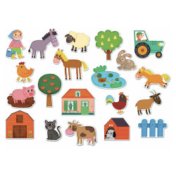 VILAC Dřevěné magnetky Farma 20 kusů
