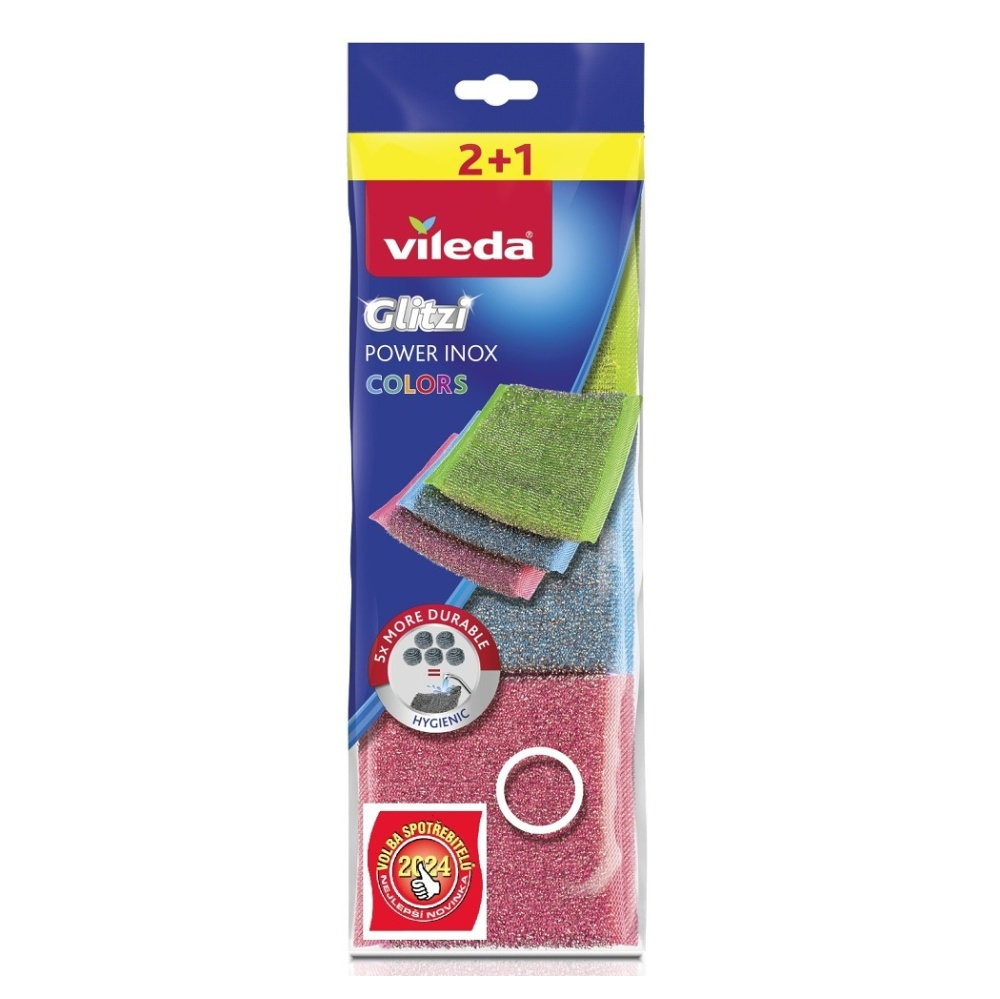 VILEDA Power Inox Colors Drátěnka 2 + 1 kusy