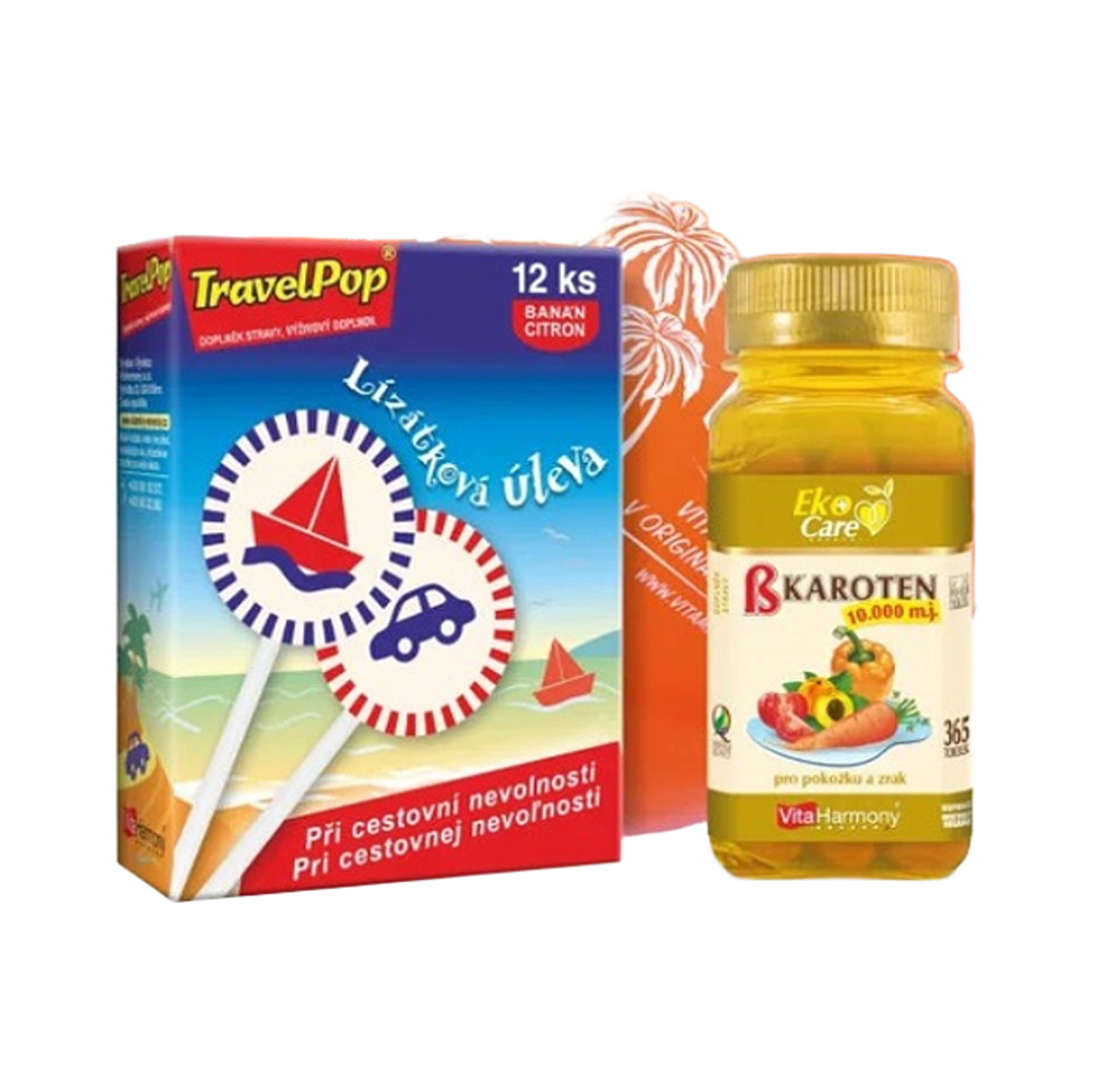 VITAHARMONY Letní box beta karoten 365 tobolek + travelpop 12 kusů + plážový míč ZDARMA