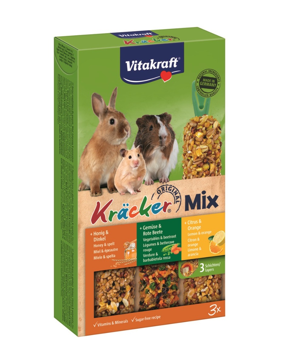 Vitakraft Kräcker Mix hlodavci –⁠⁠⁠⁠⁠⁠ citrus, zelenina a med 3x56 g