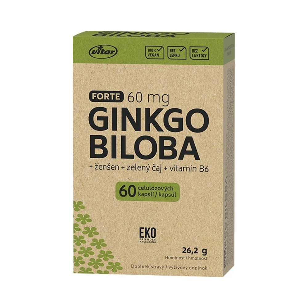 Vitar EKO Ginkgo biloba + zelený čaj 60 kapslí