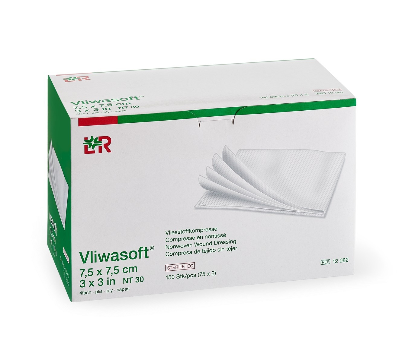 Vliwasoft Komprese z netkané textilie sterilní 7,5 x 7,5 cm 150 ks
