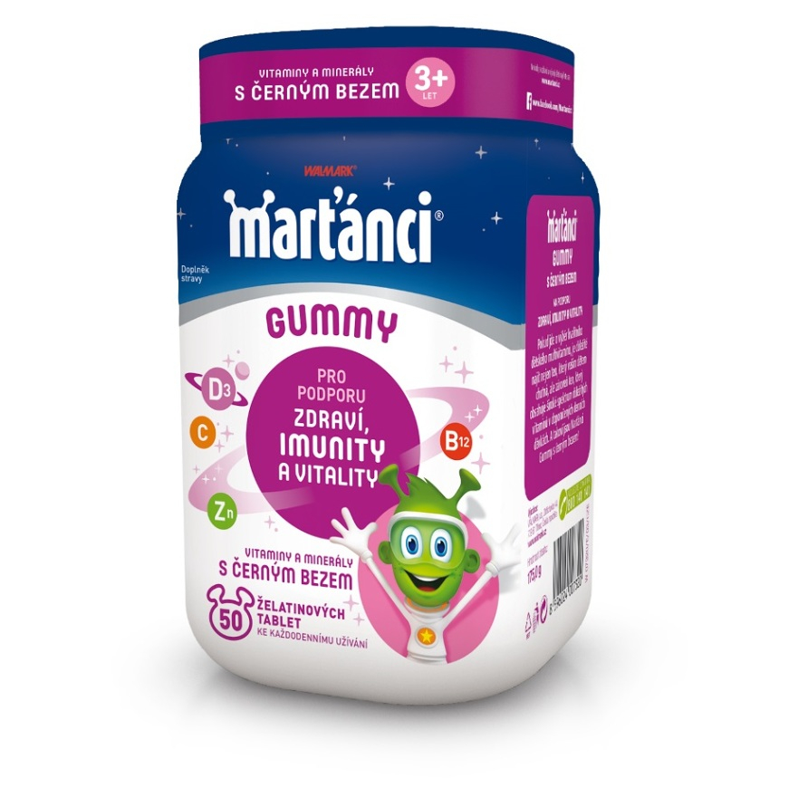 WALMARK Marťánci Gummy 20 mg Černý bez 50 kusů