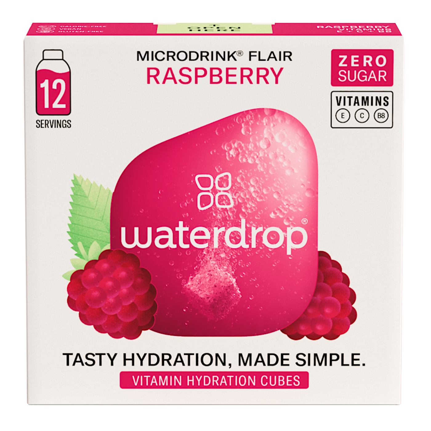 Waterdrop Raspberry malina, bezový květ, lipový květ 12 ks