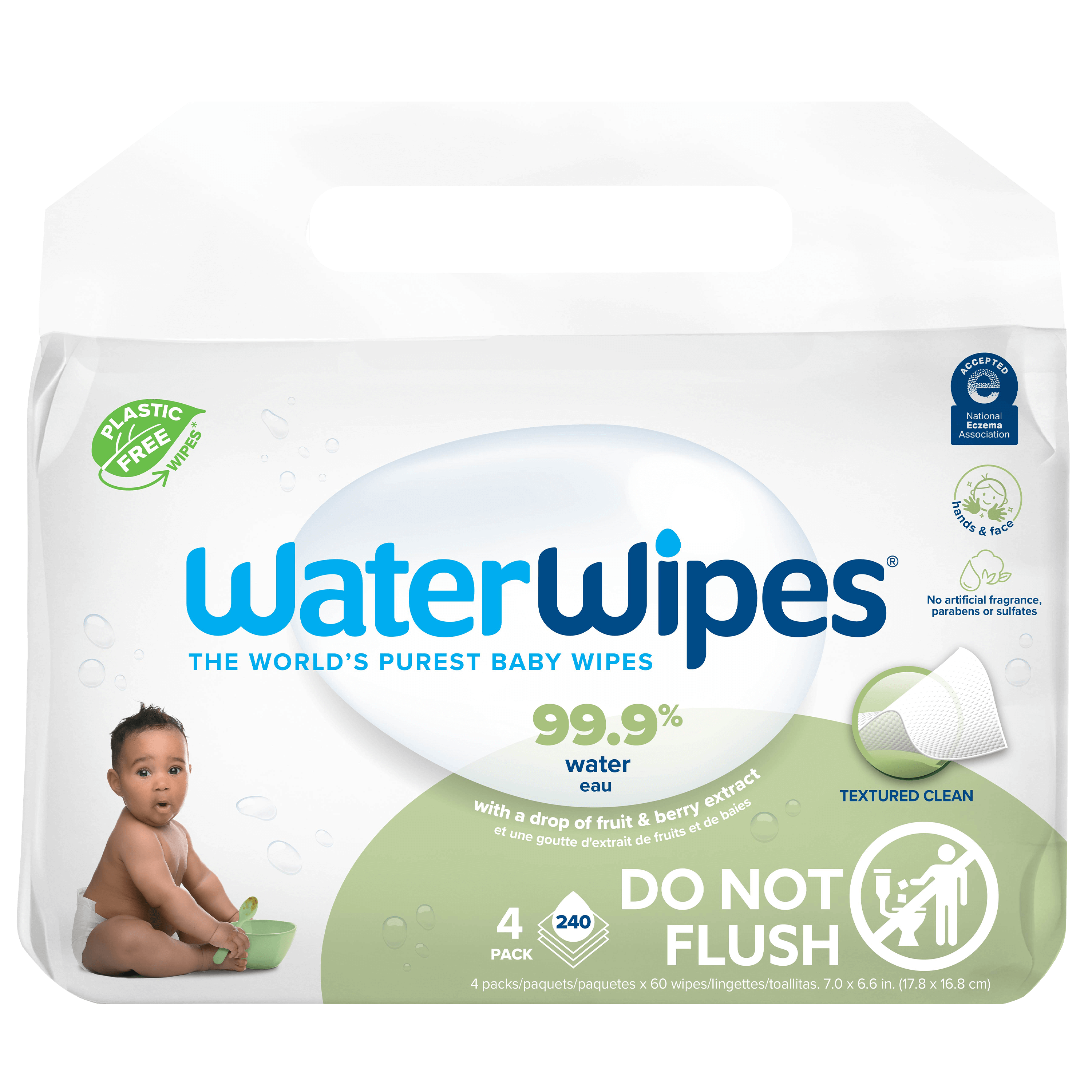 WATERWIPES Ubrousky vlhčené bez obsahu plastů Soapberry 4x60 ks, 240 ks