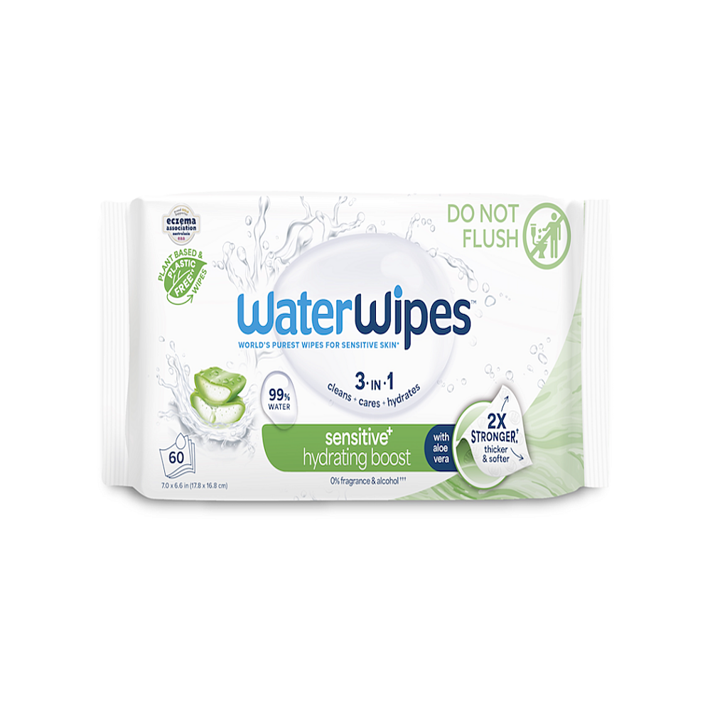 WATERWIPES Ubrousky vlhčené Hydrating clean with aloevera 3in1 60 kusů
