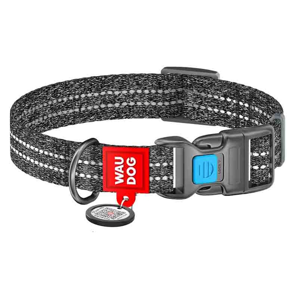 WAUDOG Re-cotton Bavlněný obojek pro psy šedý, Velikost: S