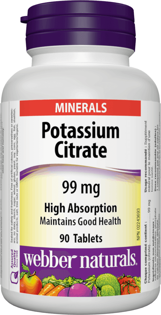 WEBBER NATURALS Draslík - Potassium Citrate 99mg 90 tablet