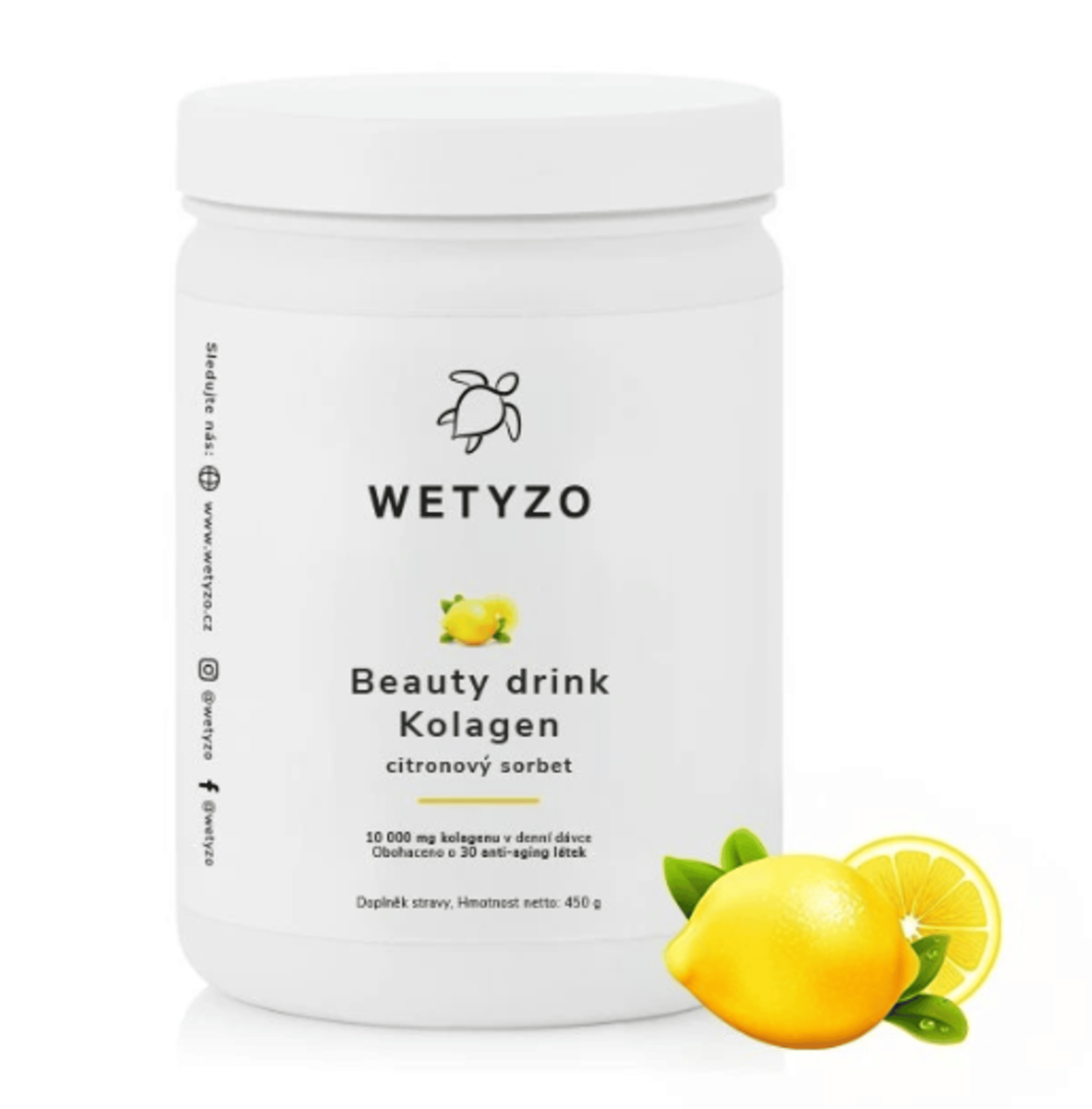 WETYZO Kolagen Beauty drink s vitamíny pro vlasy, nehty a pleť - citronový sorbet