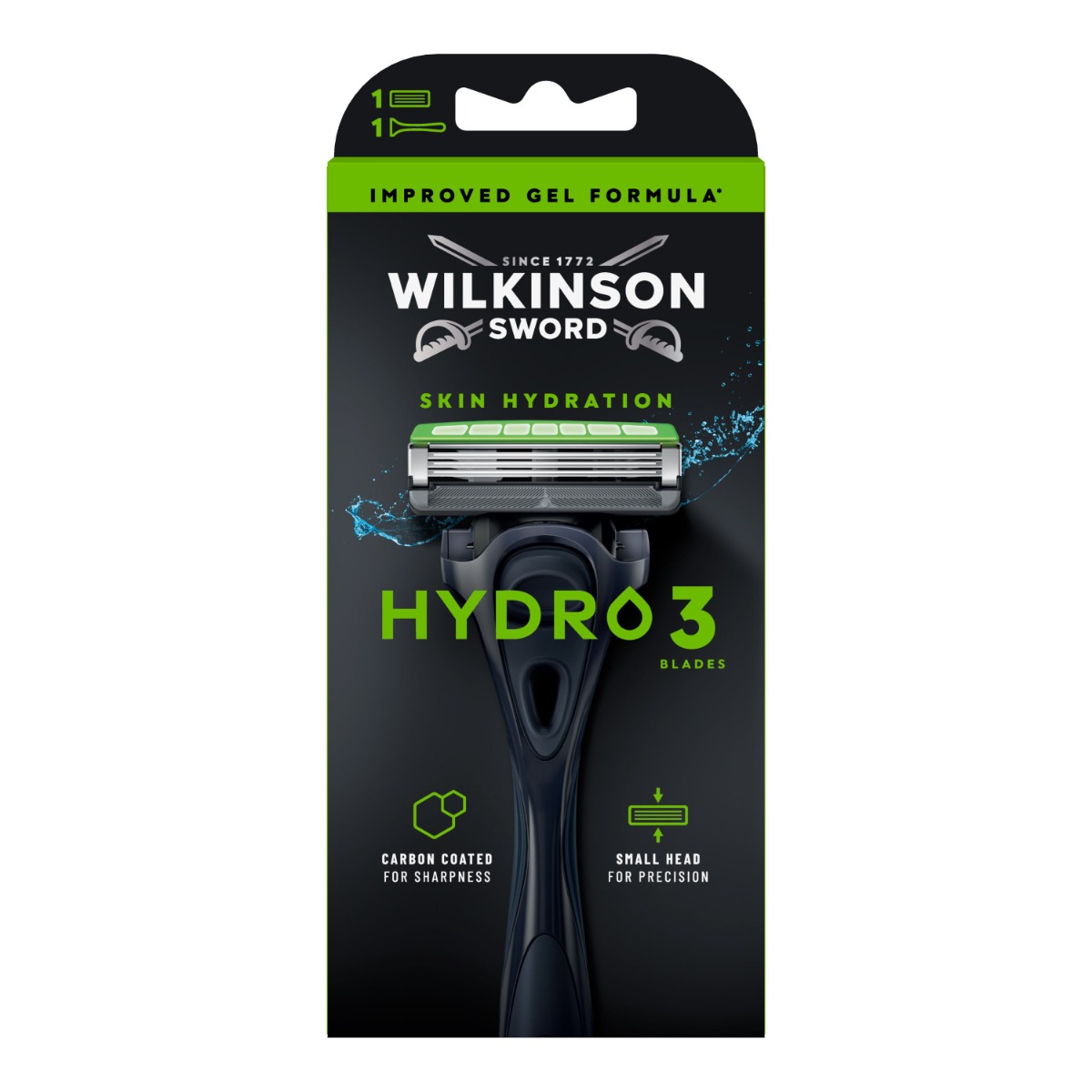 Wilkinson Hydro 3 Black Edition holicí strojek + 1 náhradní hlavice
