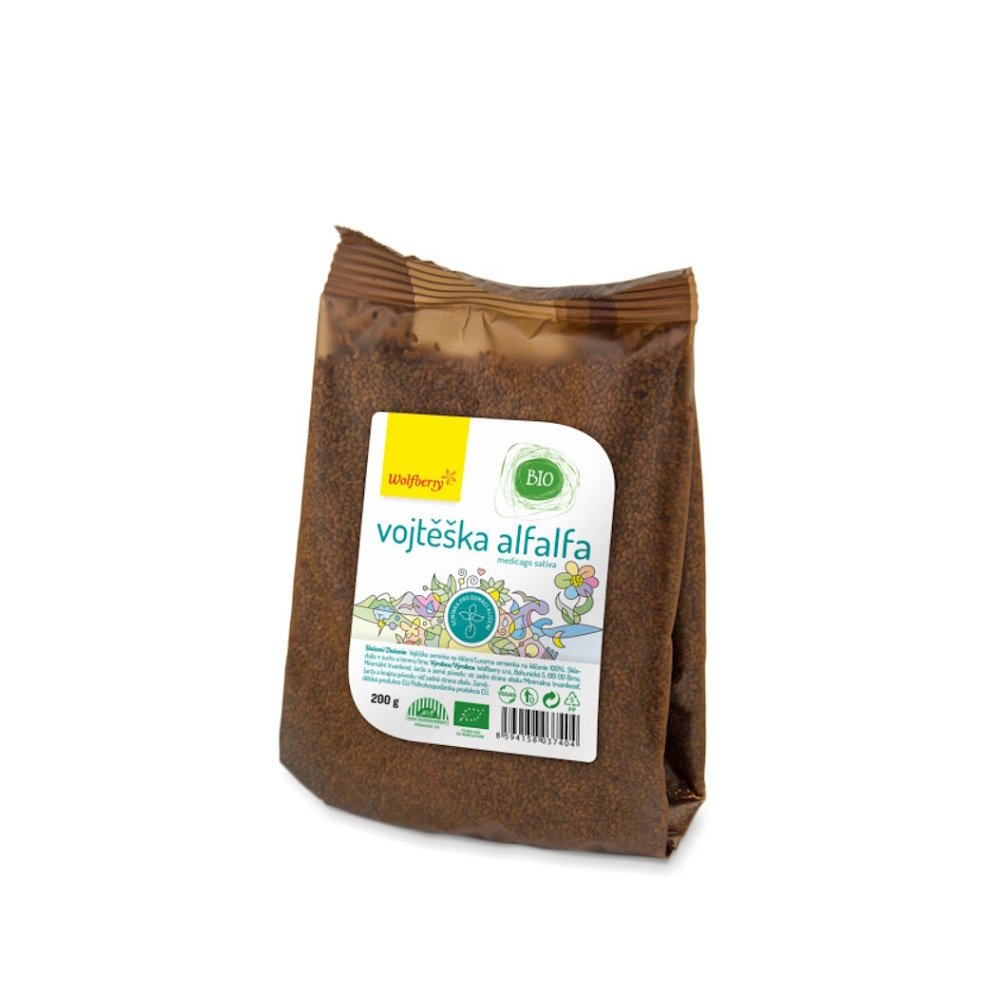 WOLFBERRY Alfalfa semínka vojtěšky semínka na klíčení BIO 200 g