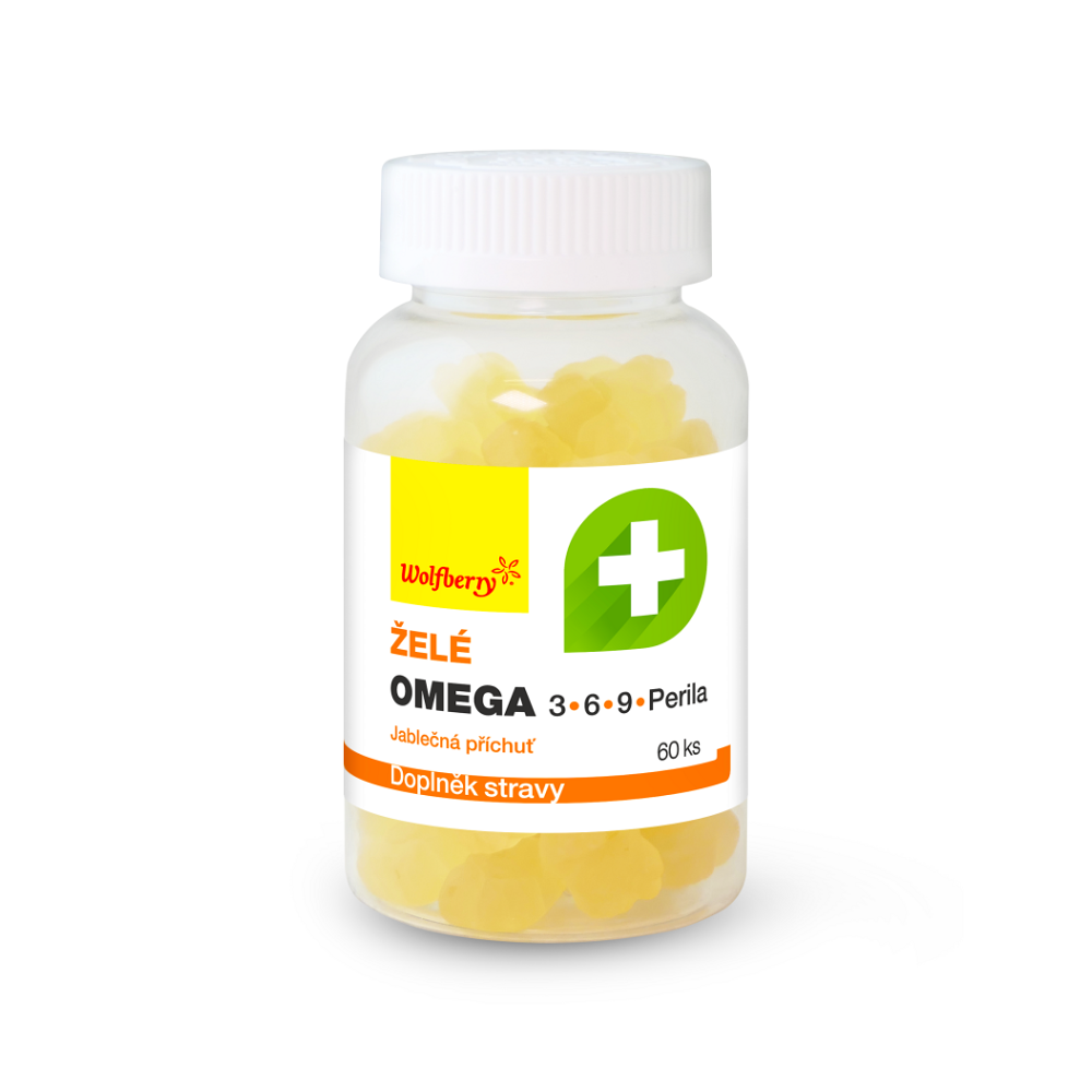 WOLFBERRY Omega 3,6,9 a perila želé s jablečnou příchutí 60 kusů