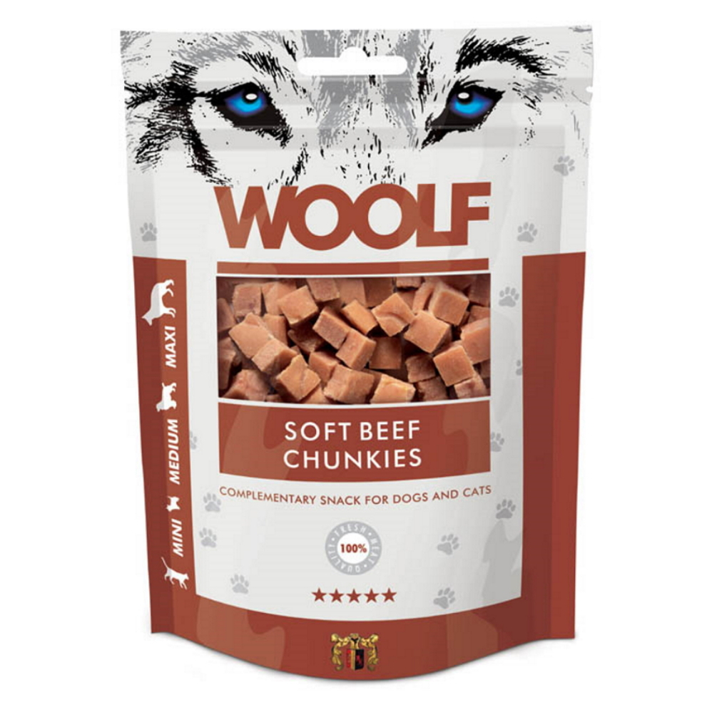 WOOLF Beef chunkies pochoutka pro psy a kočky 100 g