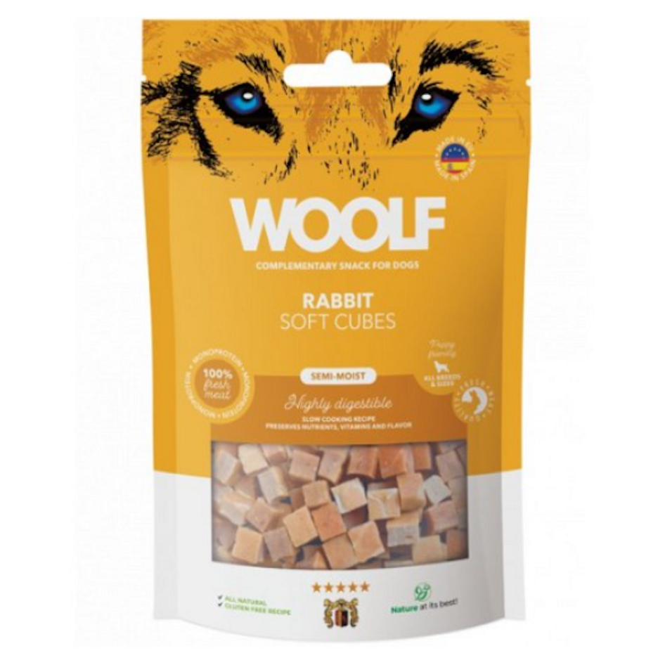 WOOLF Pamlsky pro psy soft cubes králík 100 g