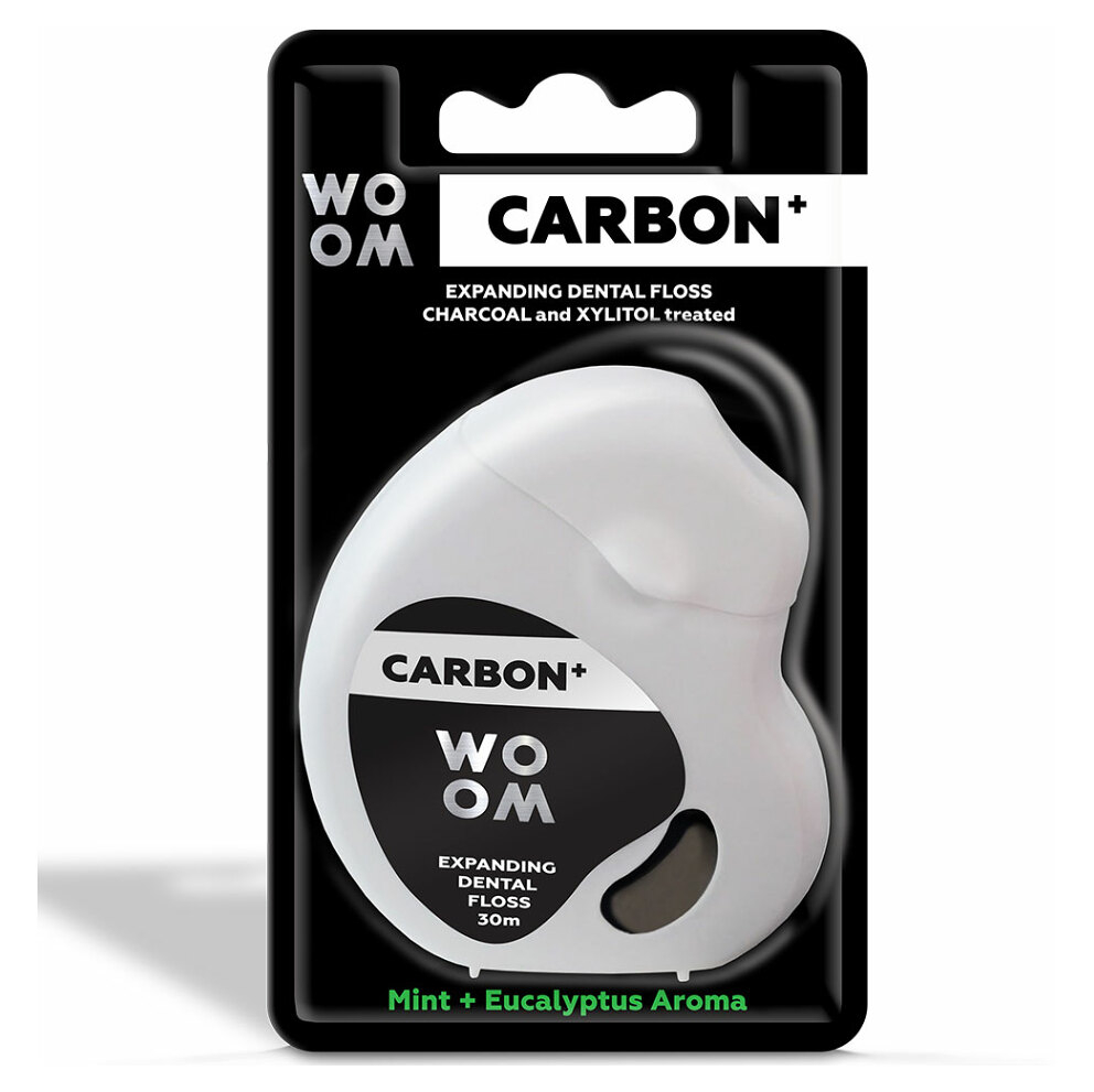 WOOM Carbon+ Expandující černá zubní nit 30 m