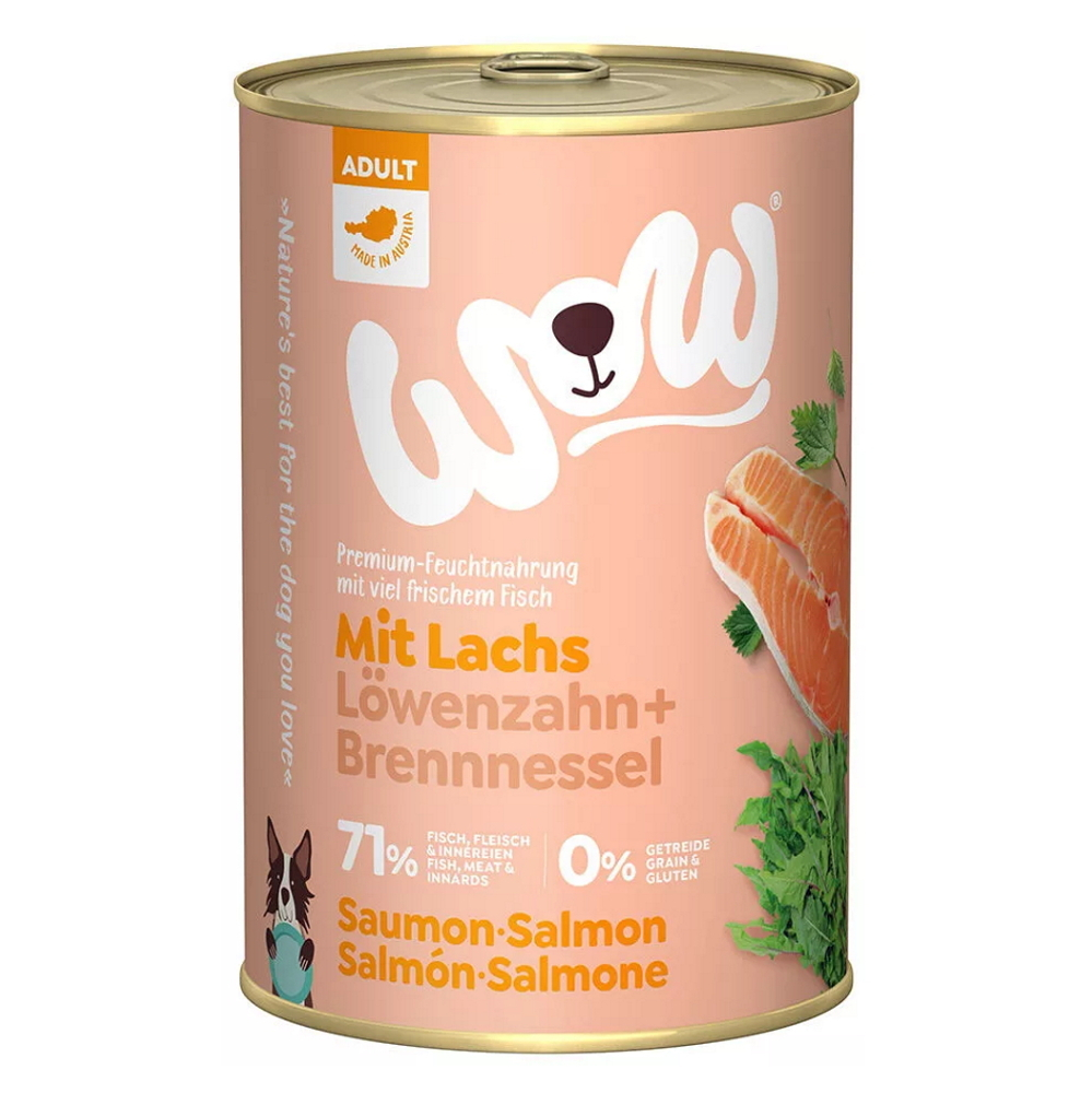 WOW Losos s rajčaty adult konzerva pro psy 400 g