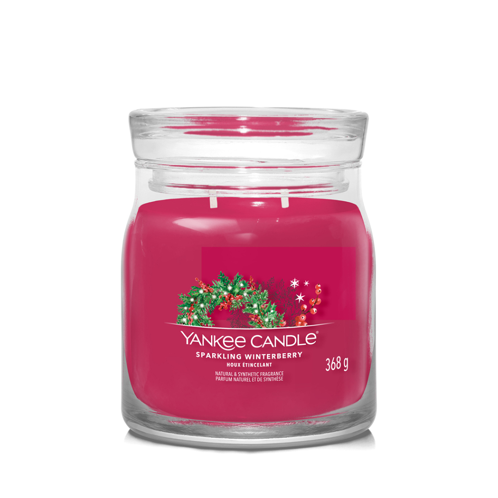 YANKEE CANDLE Signature Vonná svíčka střední 2 knoty Sparkling Winterberry 368 g