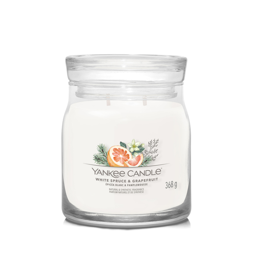 YANKEE CANDLE Signature Vonná svíčka střední 2 knoty White Spruce & Grapefruit 368 g