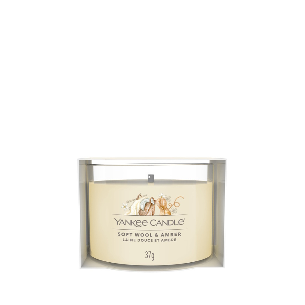 YANKEE CANDLE Soft Wool & Amber votiv ve skle 37 g