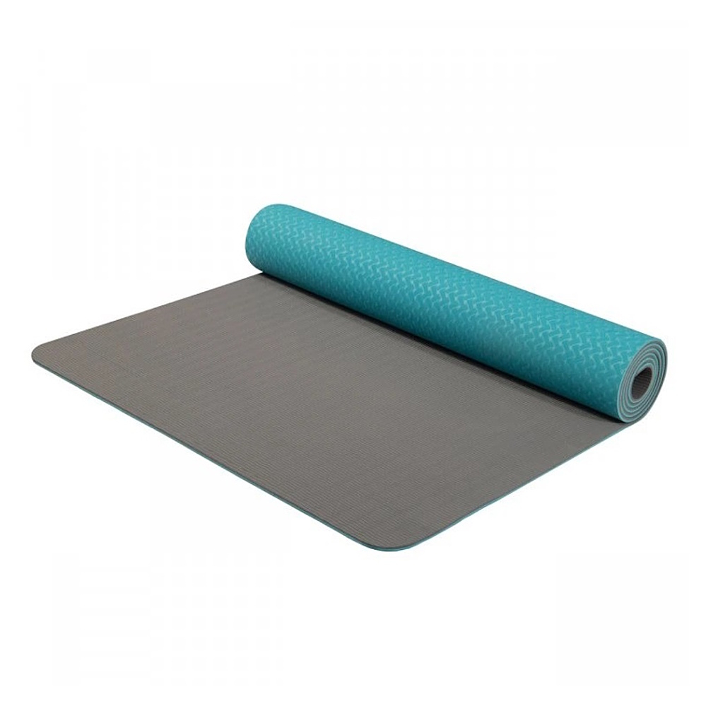 YATE Yoga mat dvouvrstvá materiál TPE tyrkys šedá 0,6 cm