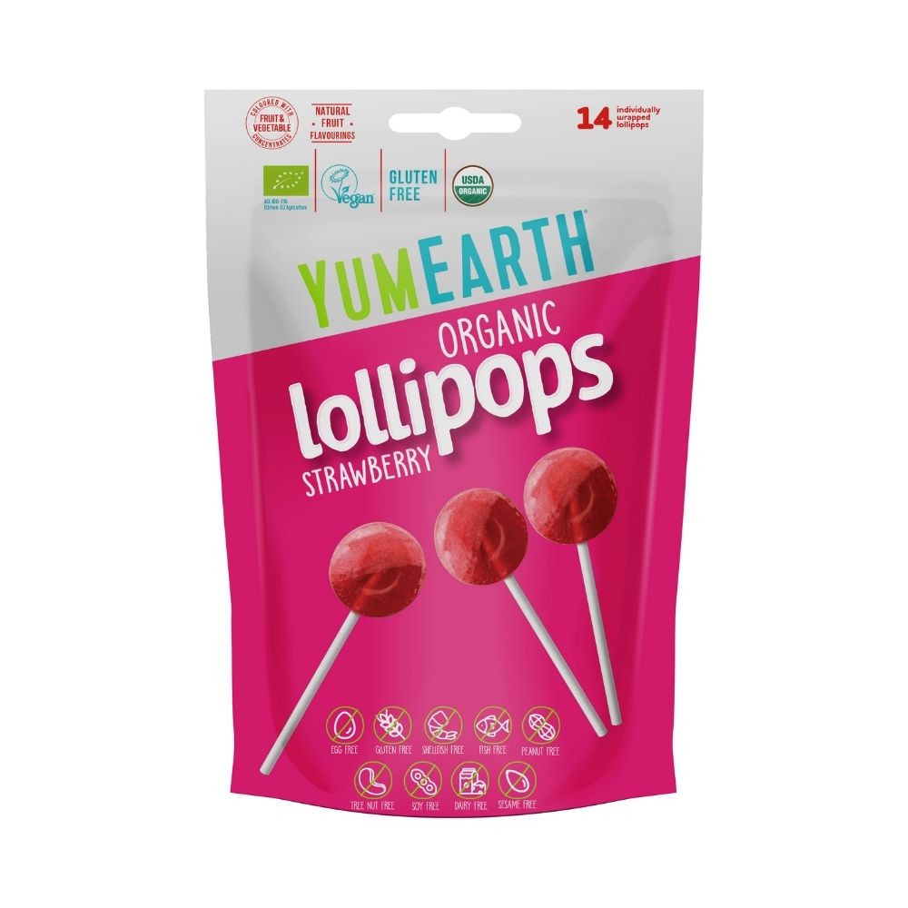 YumEarth BIO Ovocná lízátka s příchutí jahody 14 ks 87 g