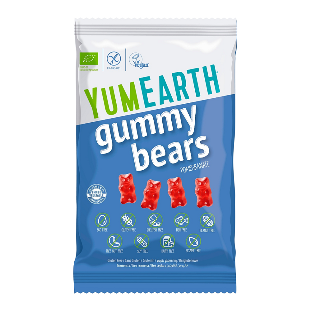YUMEARTH Bio ovocní želé medvídci s příchutí granátového jablka 50 g