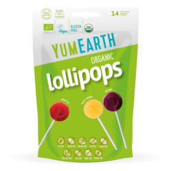 YUMEARTH Kyselá lízátka s příchutí jablka, třešně a hroznů BIO 14 kusů