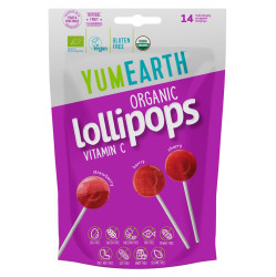 YUMEARTH Ovocná lízátka s vitamínem C příchuť jahoda, třešeň, lesní plody BIO 14 kusů