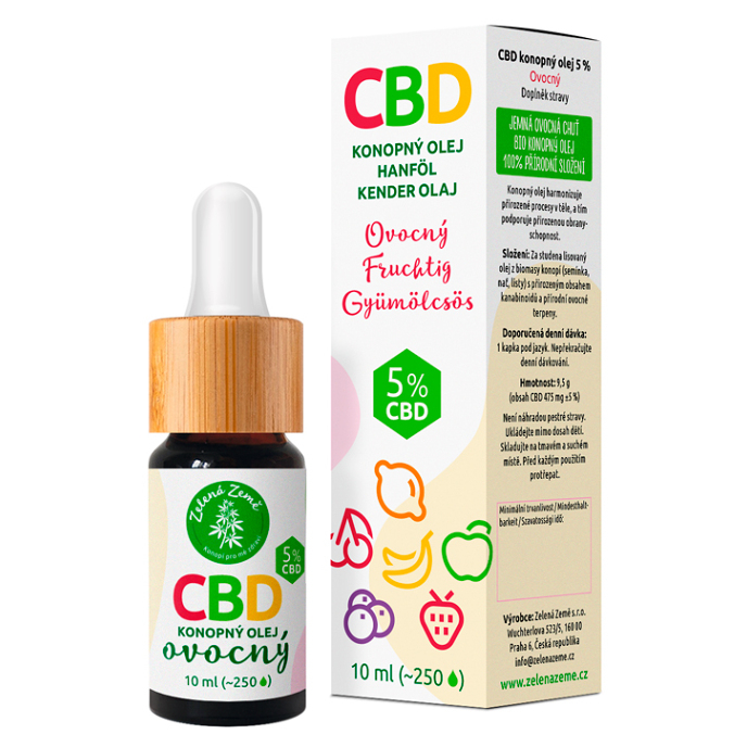 ZELENÁ ZEMĚ CBD kapky s ovocnou příchutí 5 % 10 ml
