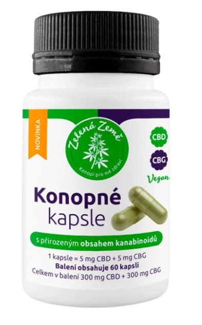 ZELENÁ ZEMĚ Konopné kapsle s obsahem CBD + CBG 60 kapslí