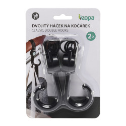 Zopa Dvojitý háček na kočárek 2 ks, Black